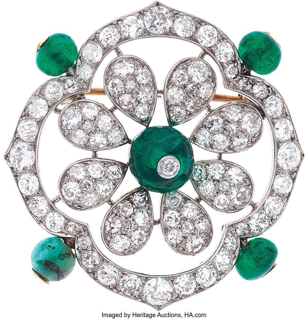 Art Deco Emerald, Diamond, Platinum, Gold Brooch. ... Estate | Lot ...
