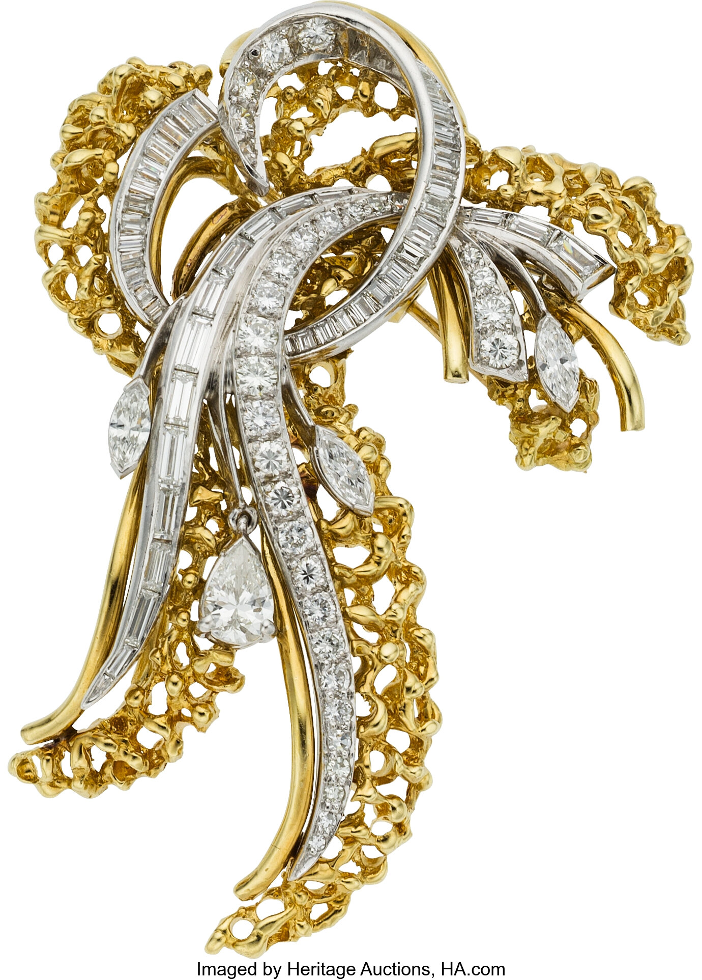 Diamond, Platinum, Gold Brooch. ... Estate Jewelry Brooches - Pins ...