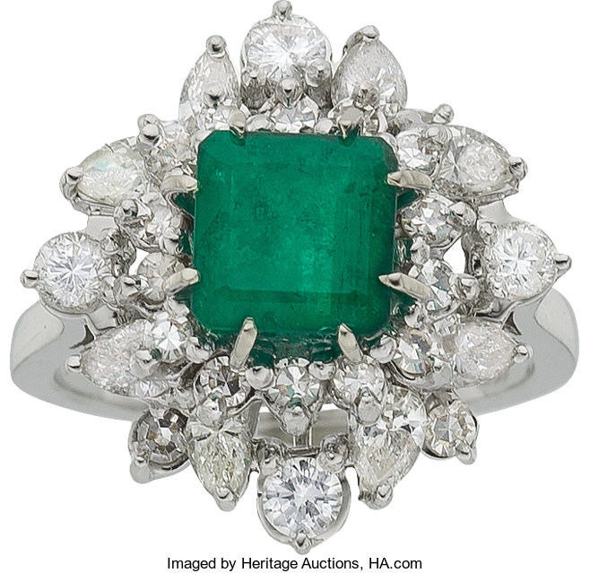 Emerald, Diamond, White Gold Ring. ... Estate Jewelry Rings | Lot ...