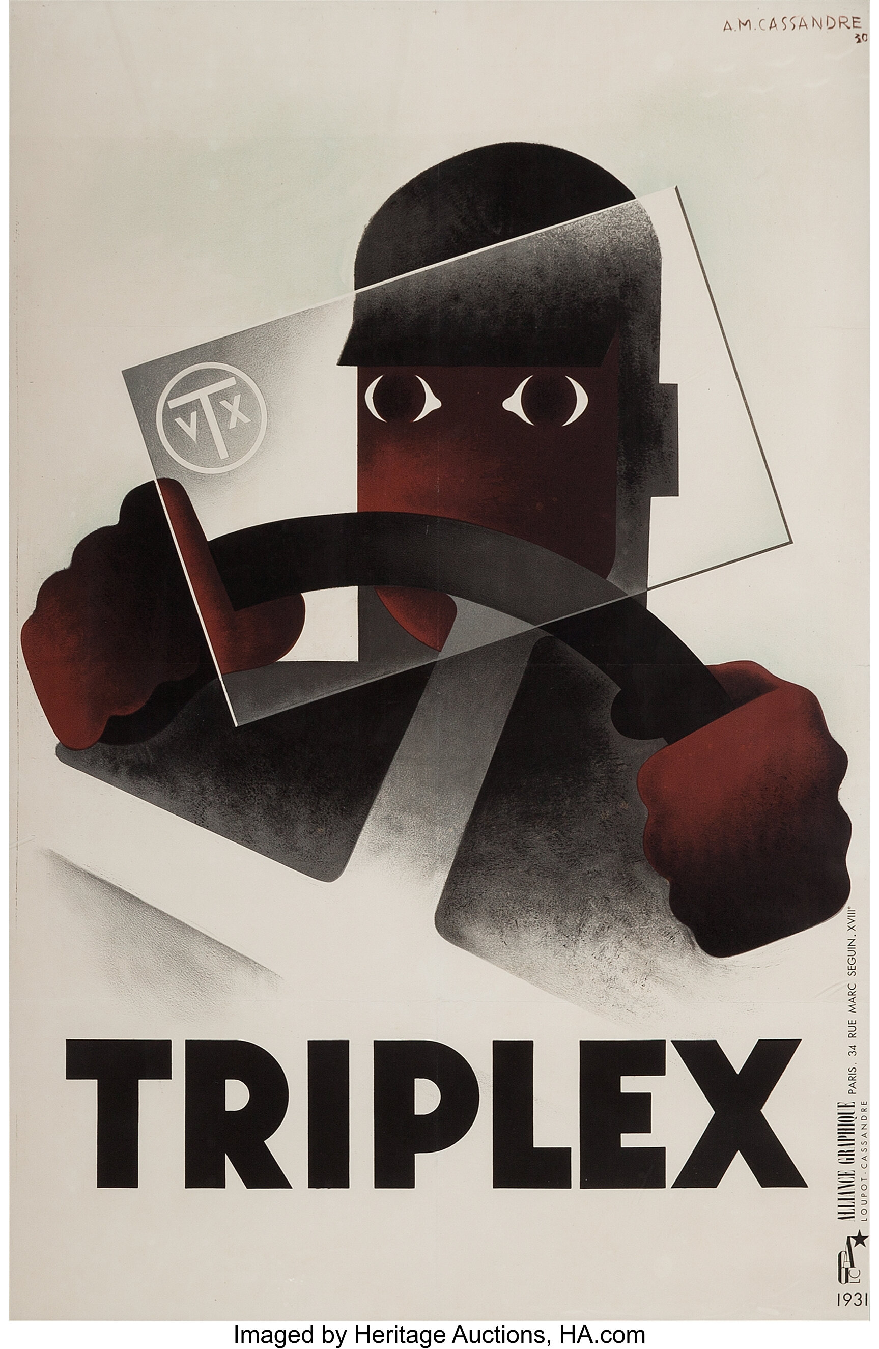 Original Triplex Poster By A. M. Cassandre, 1931 Transportation