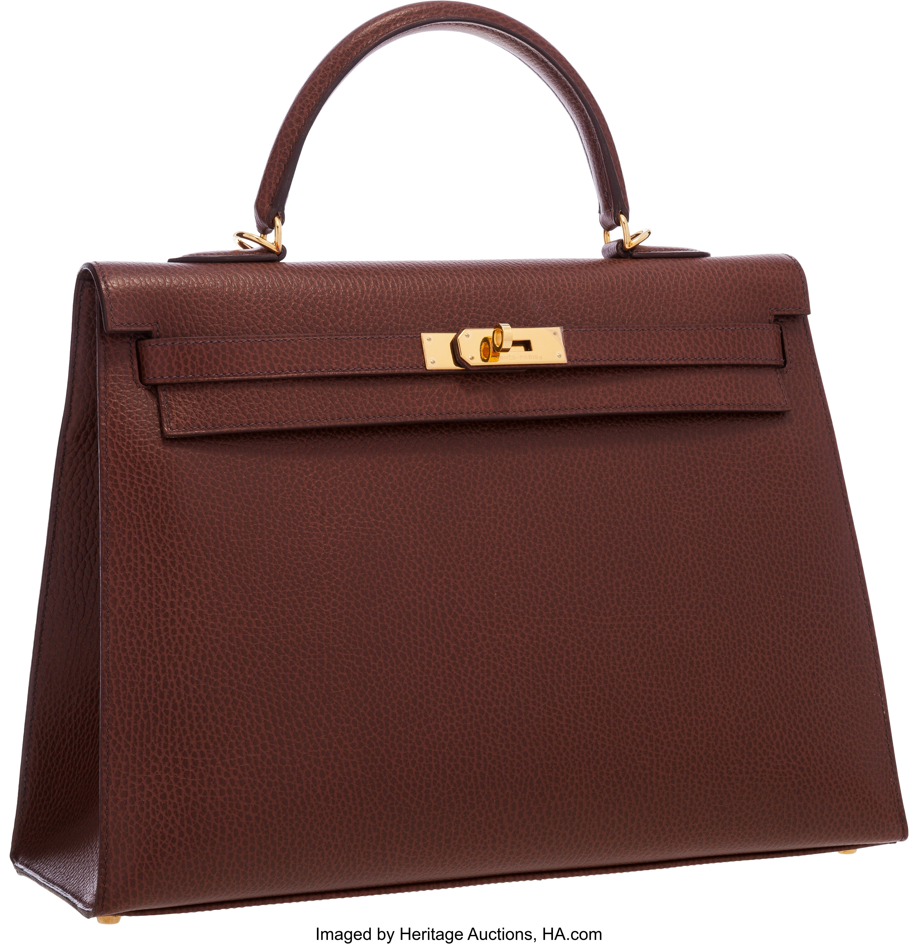 Hermes 35cm Havane Ardennes Leather Sellier Kelly Bag with Gold | Lot ...
