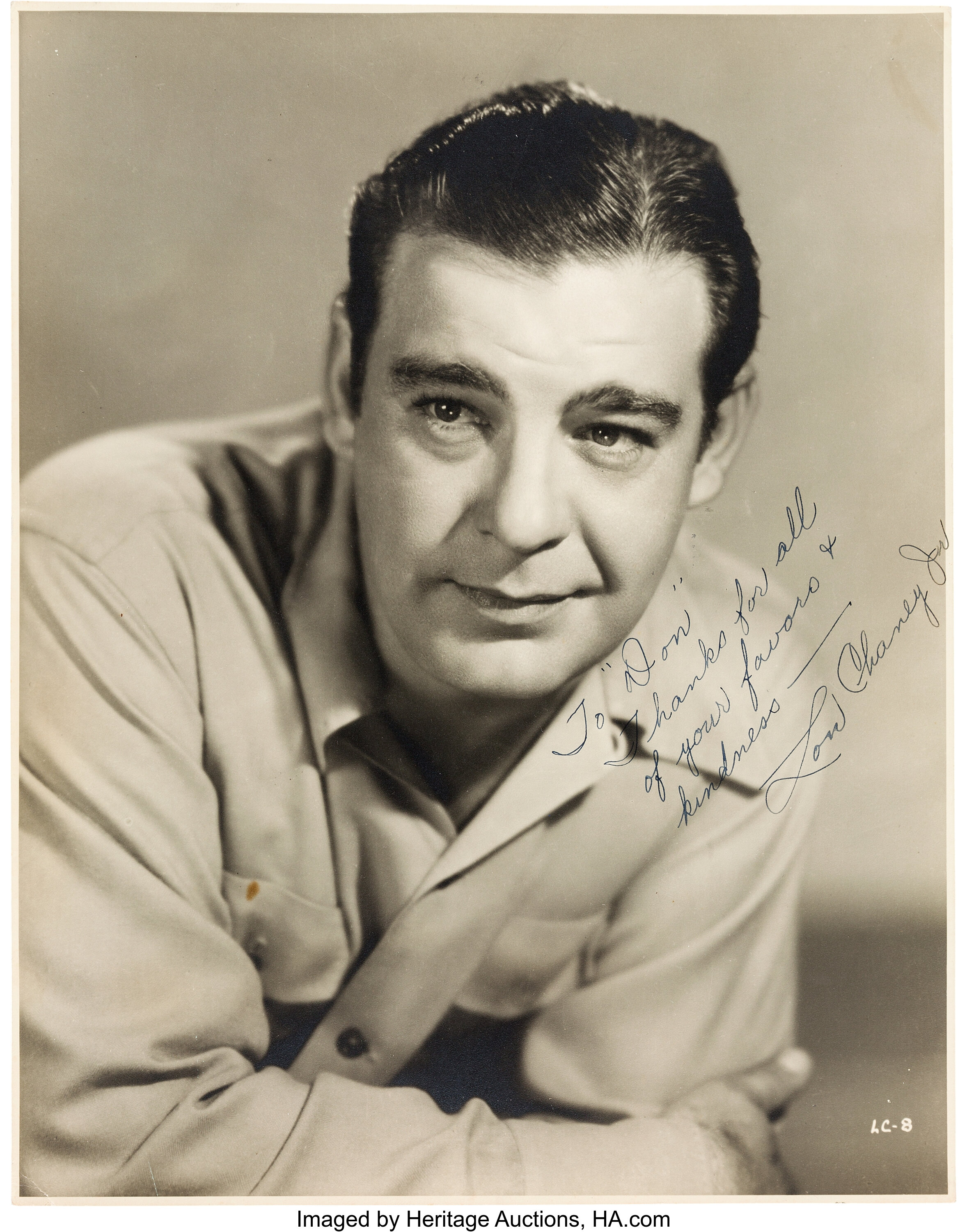 A Lon Chaney, Jr. Oversized Signed Black and White Photograph, | Lot ...