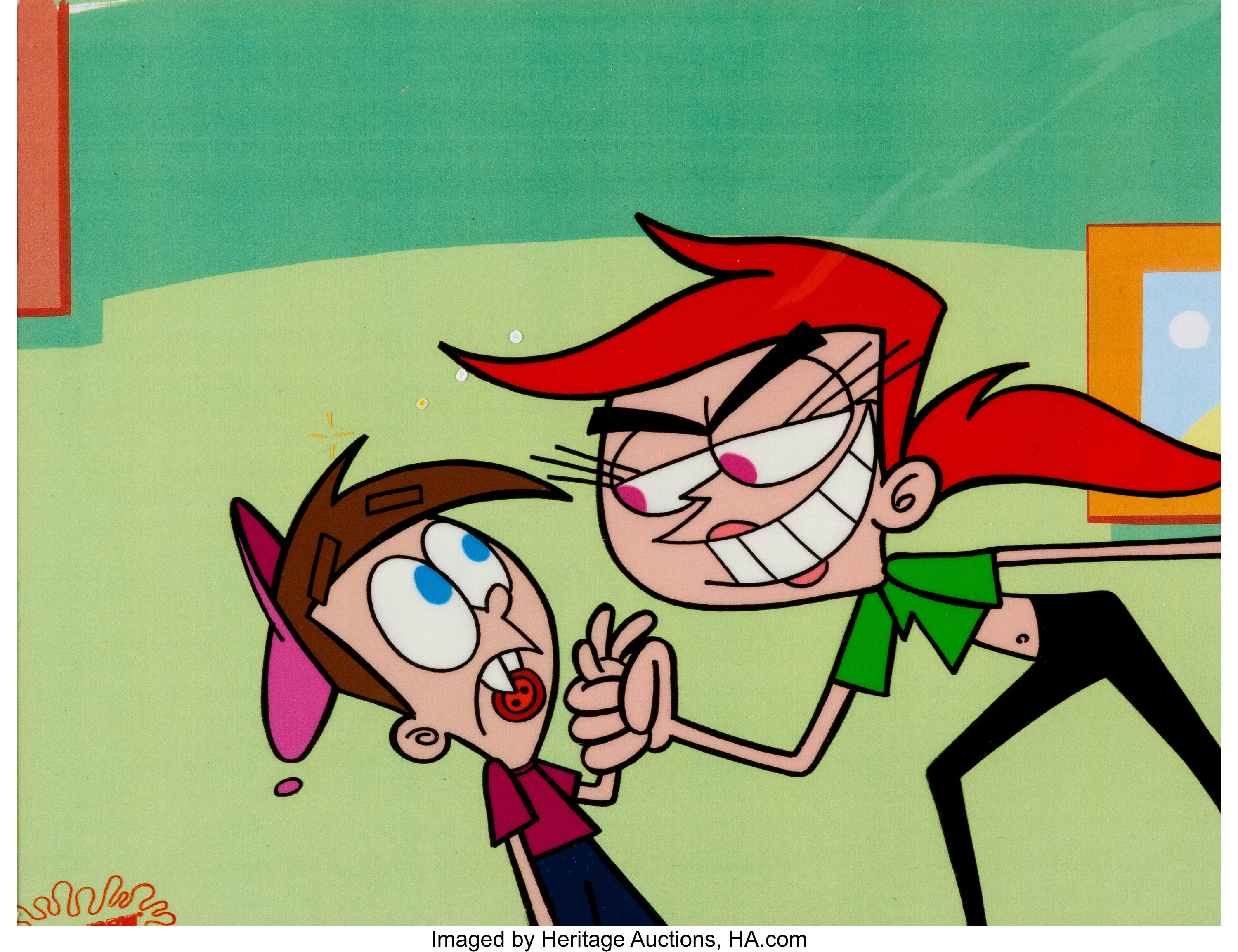 Fairly Odd Parents Timmy Turner and Vicky Production Cel Setup Lot.