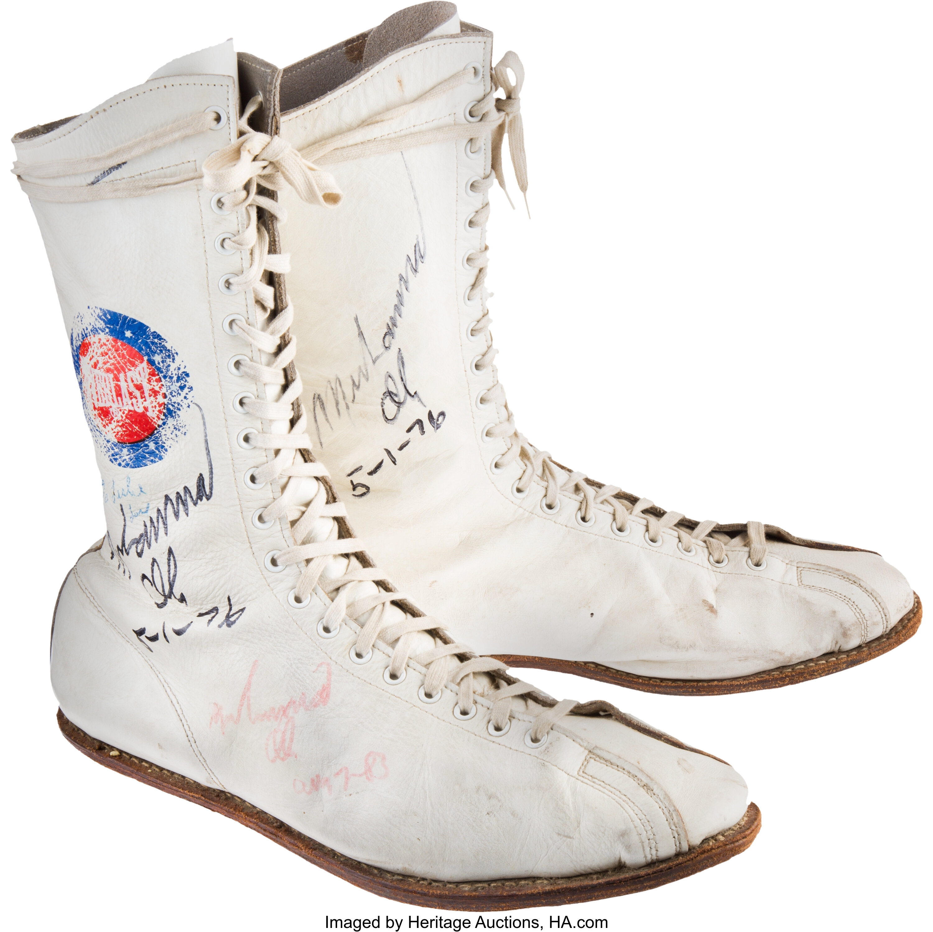 1976 Muhammad Ali Training Worn & Signed Shoes for Jimmy Young | Lot ...
