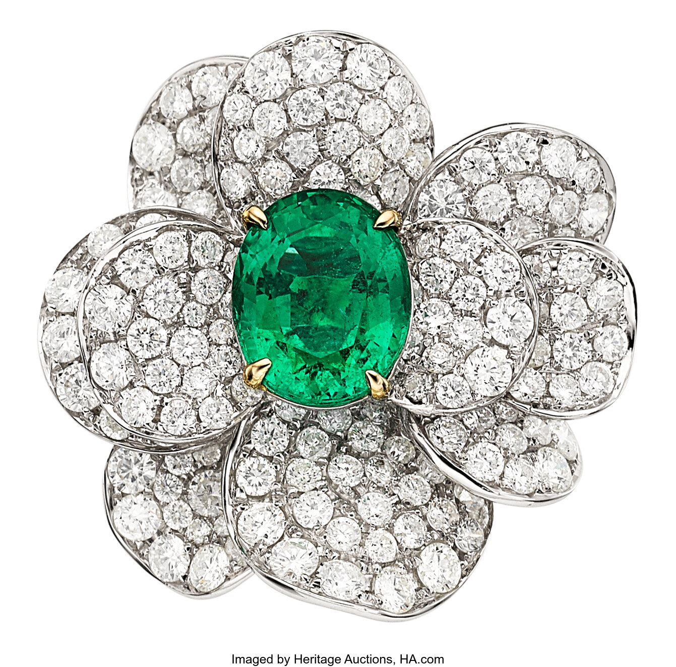 Emerald, Diamond, White Gold Ring. ... Estate Jewelry Rings | Lot ...