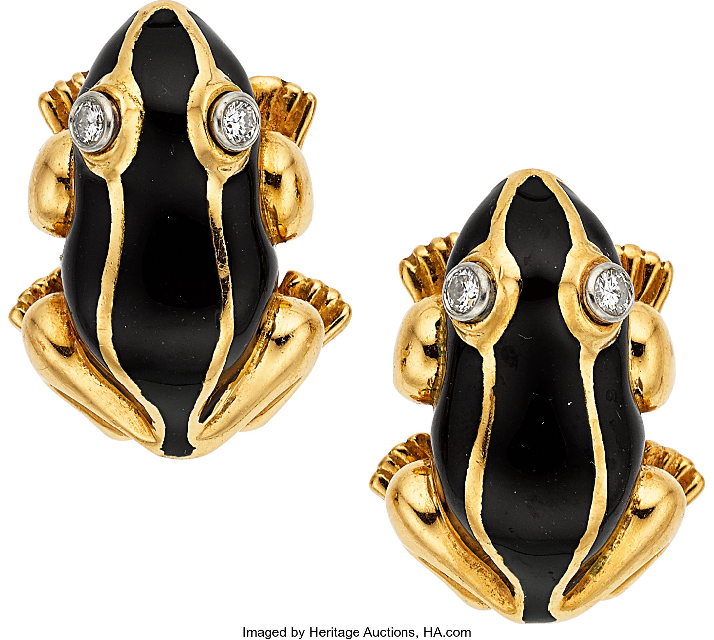 Diamond, Enamel, Gold Earrings, David Webb. ... Estate Jewelry | Lot ...