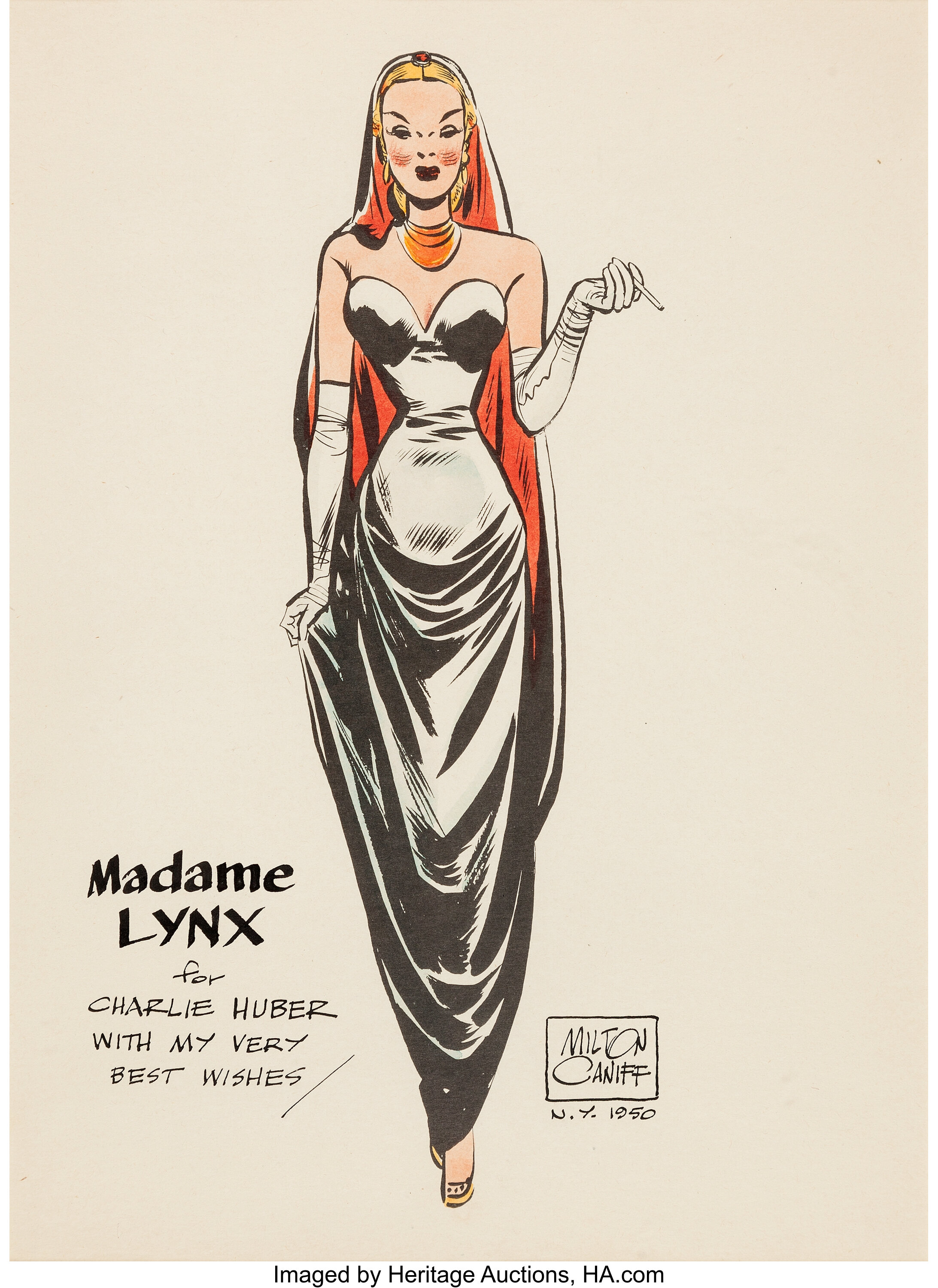 Milton Caniff - Madame Lynx Hand-Colored Print Original Art (c. | Lot ...