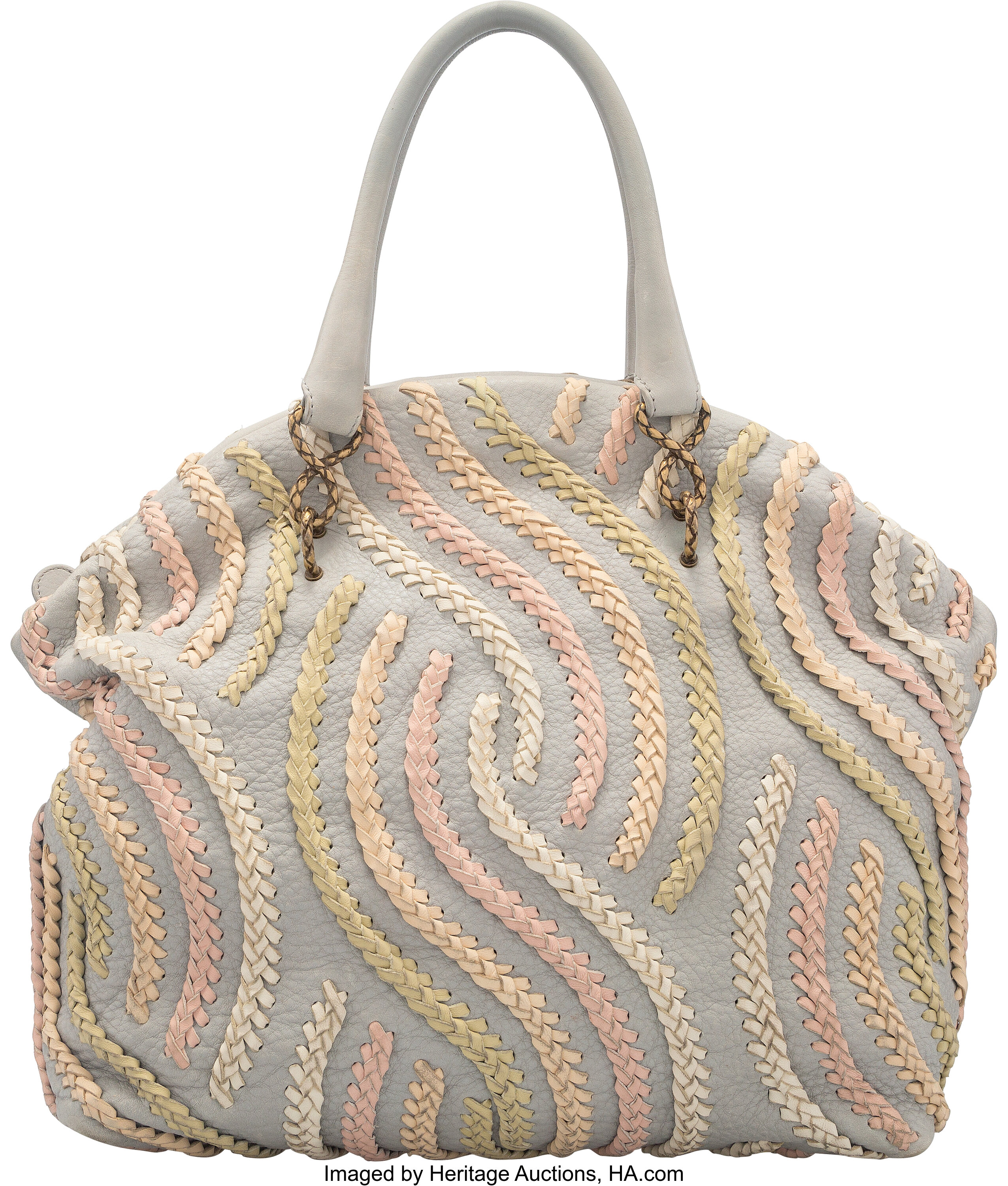 Bottega Veneta Limited Edition Gray & Multicolor Leather Tote Bag ...