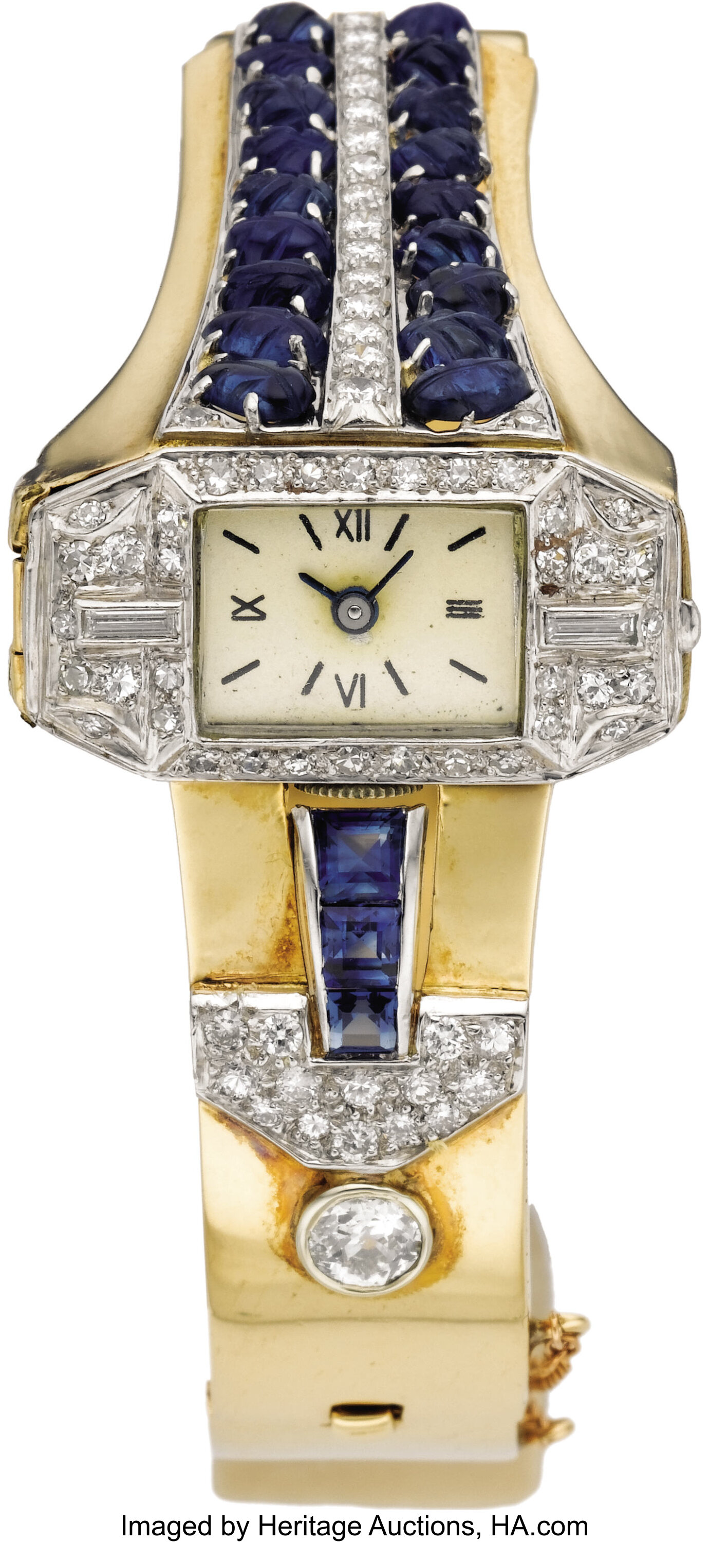 Swiss Lady's Diamond, Sapphire, Platinum, Gold Bracelet Watch, | Lot ...