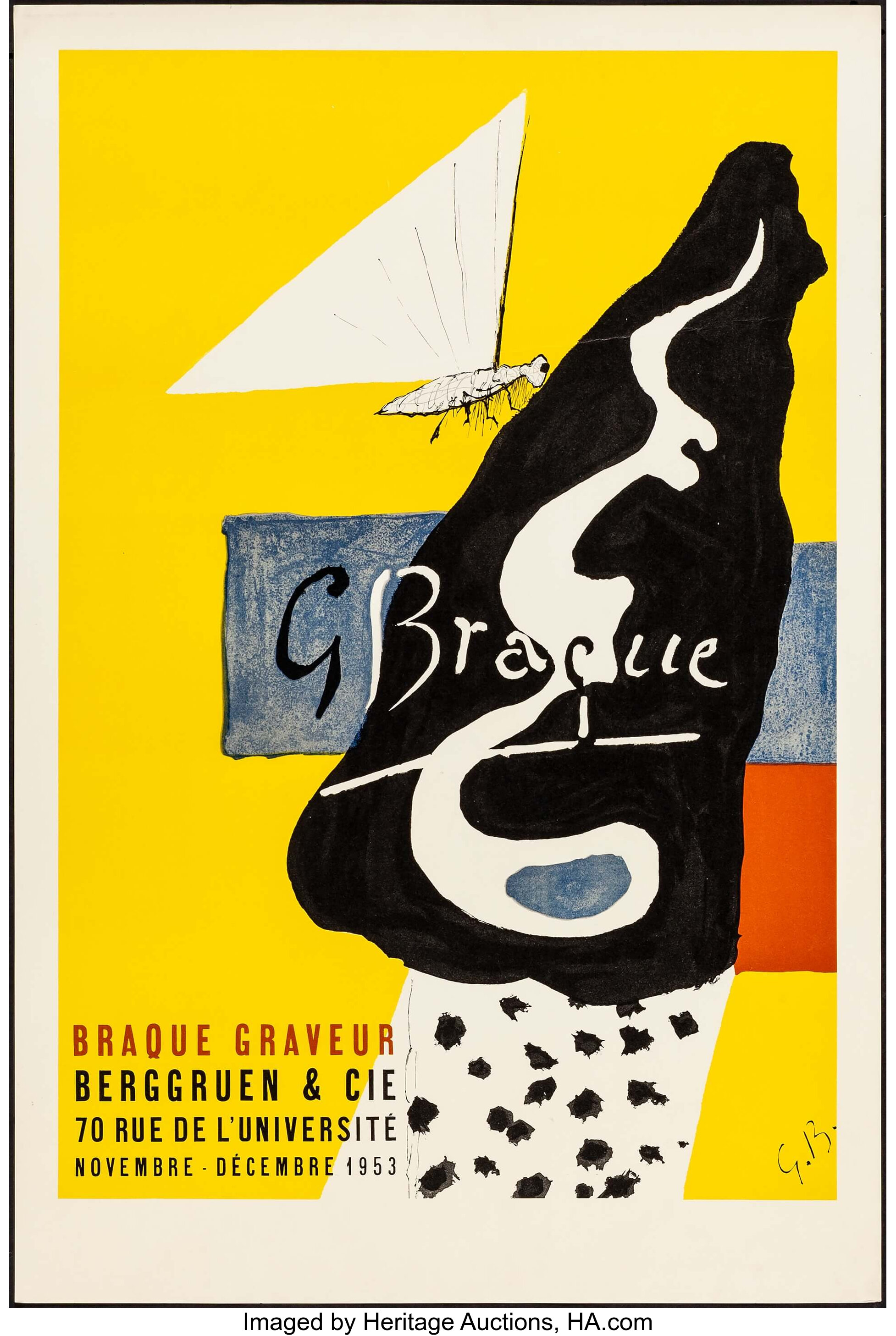 Braque Graveur (Espace Berggruen, 1953). French Art Exhibit Poster ...