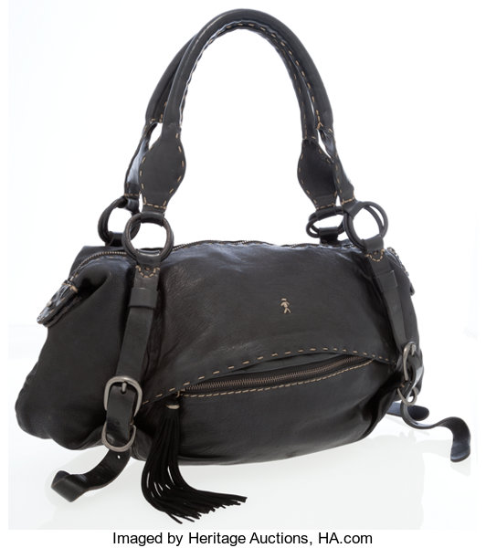 Henry Beguelin Black Leather Satchel Bag.  Luxury Accessories 