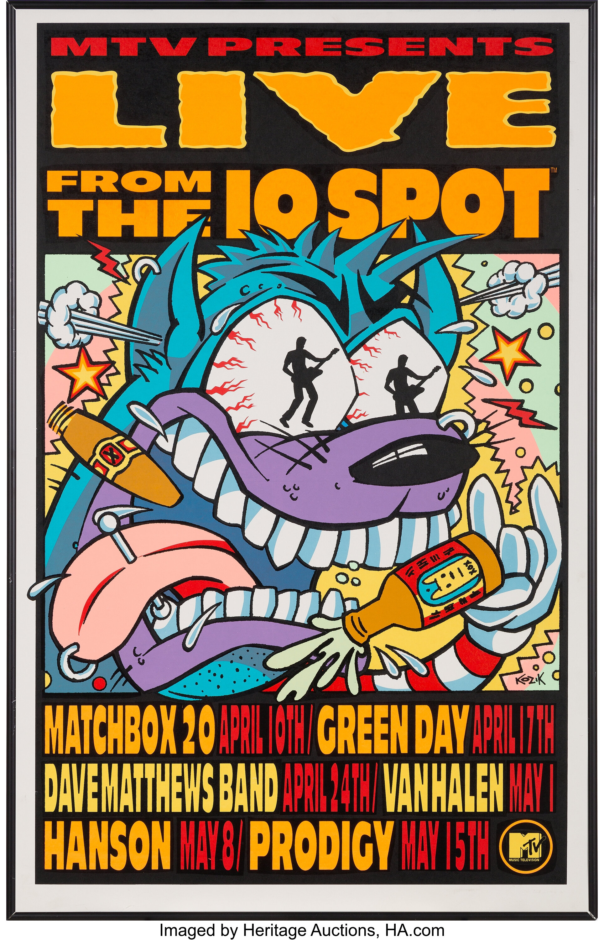 MTV Live from the 10 Spot Poster by Frank Kozik.... Music | Lot