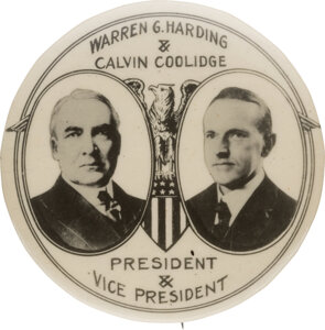 Harding & Coolidge: Outstanding Rare Large Real Photo Jugate Considered by Many the Most Desirable Design for This Ticket