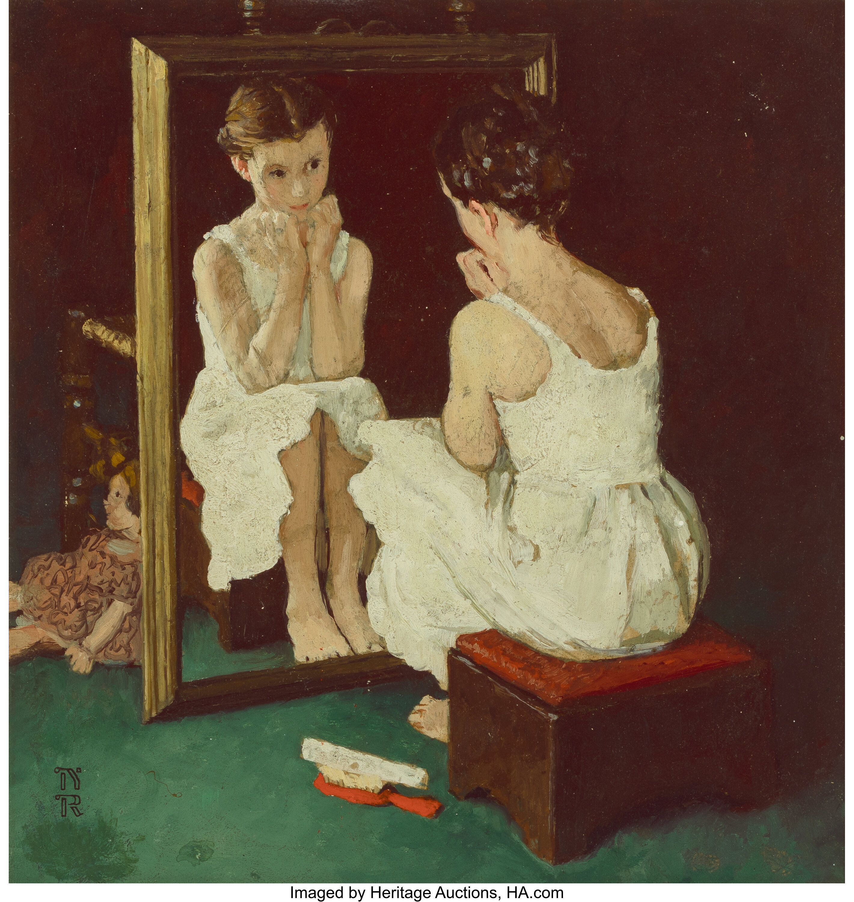 Norman Rockwell (American, 1894-1978). Girl at Mirror, The Saturday