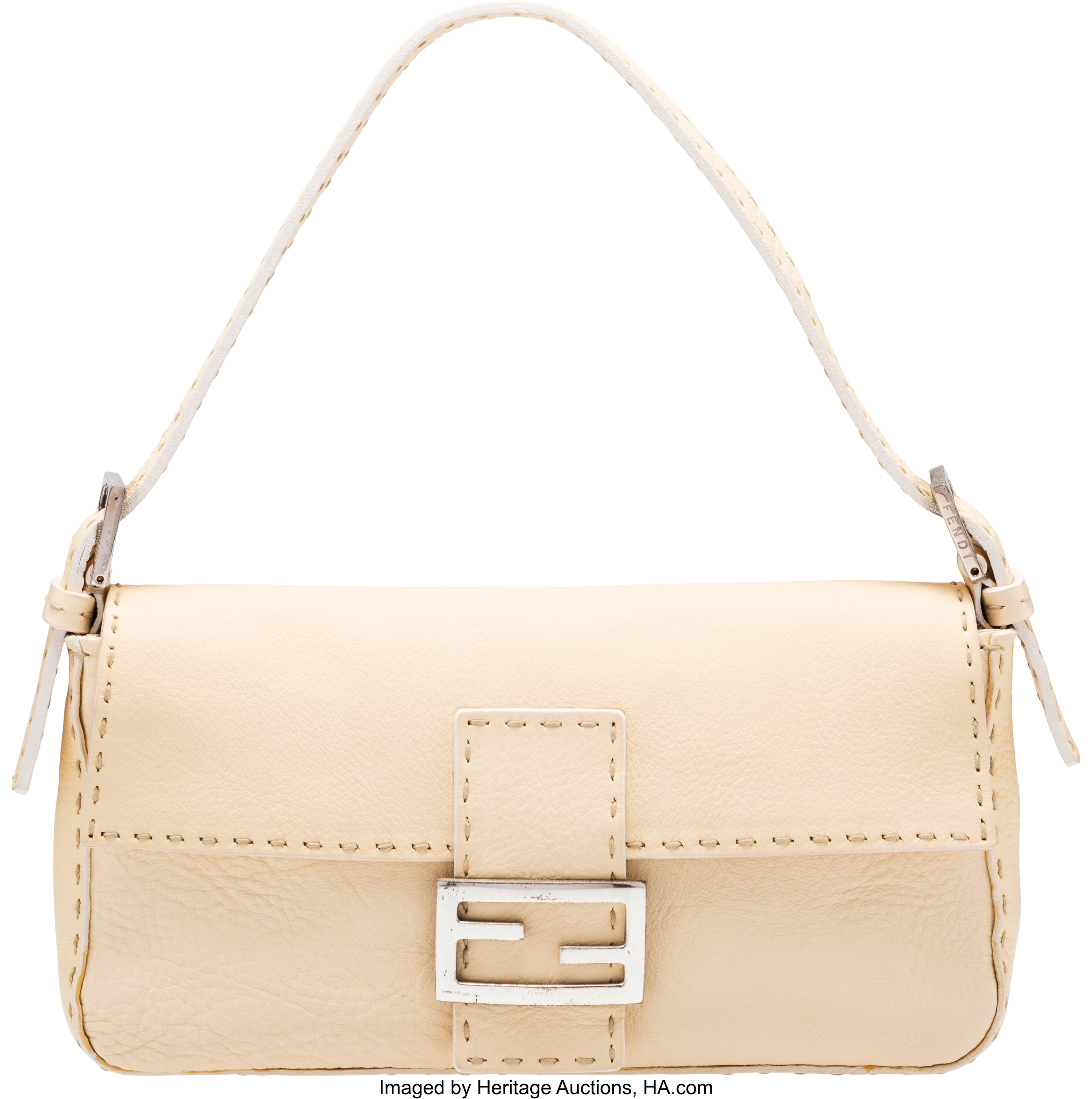 Fendi Light Beige Leather Small Baguette Bag. The Collection of | Lot ...