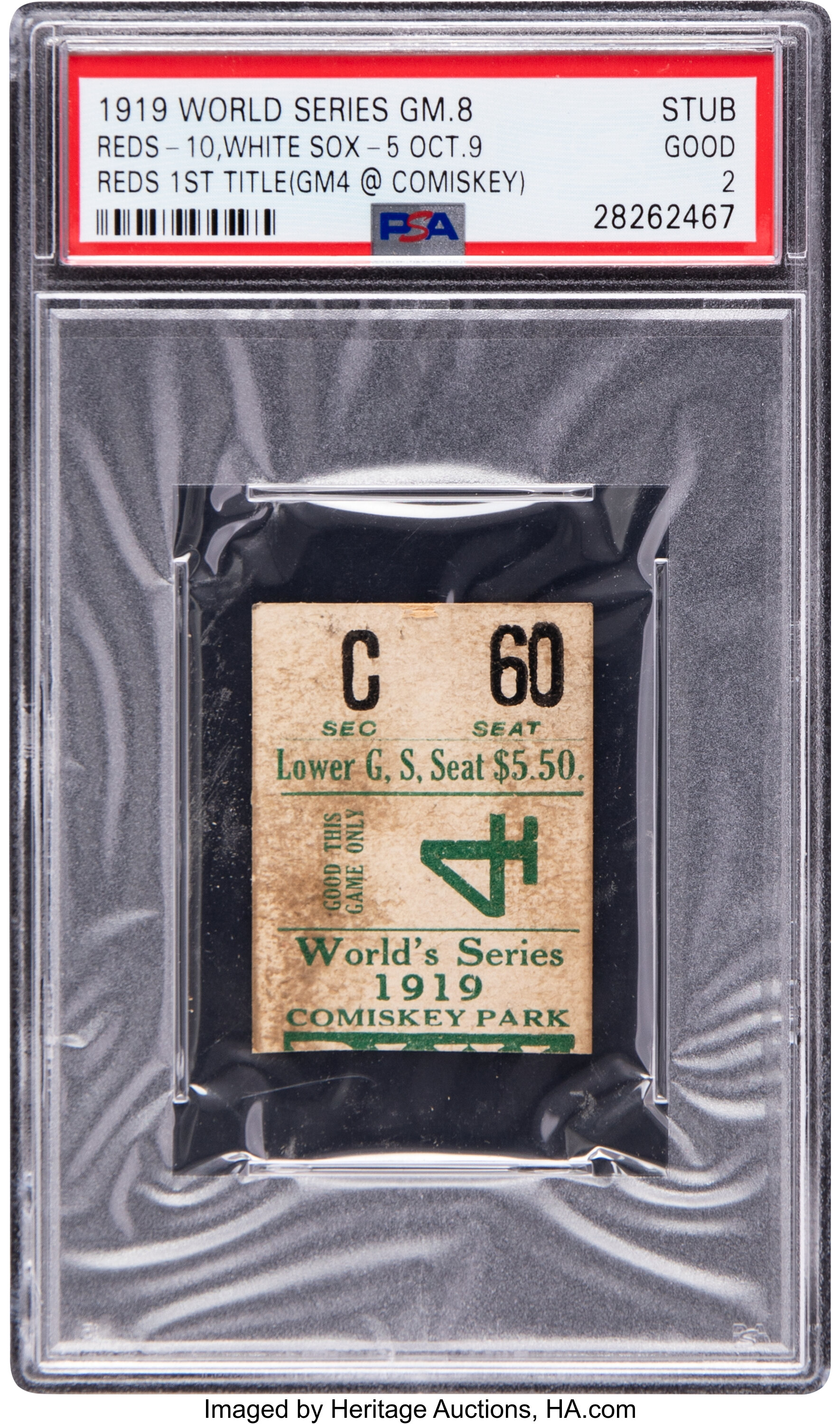 1919 World Series (Game 8) Ticket Stub, PSA Good 2 - Only Game 8 | Lot #56302 | Heritage Auctions