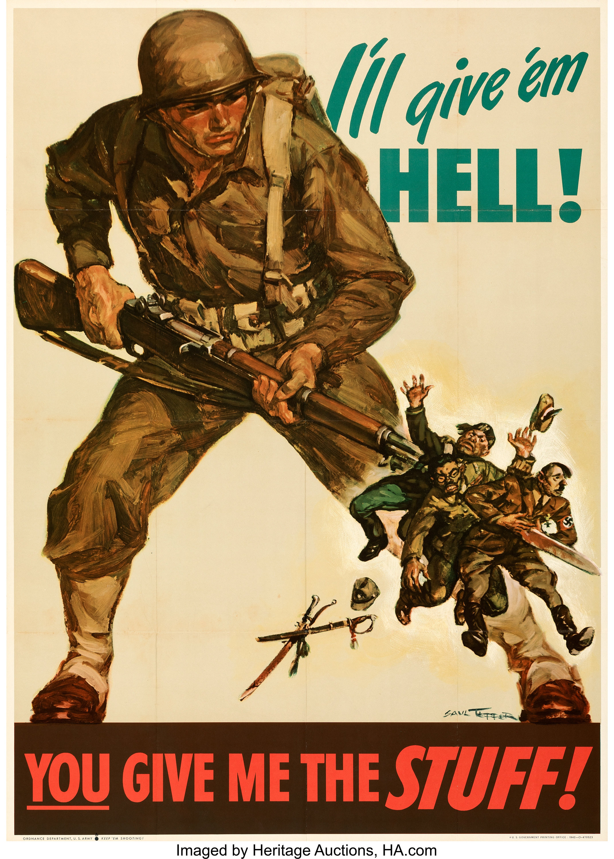 World War Ii American Propaganda Poster Showing A Nazi