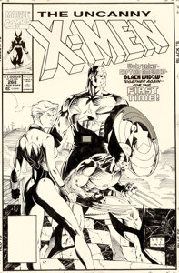 Jim Lee and Scott Williams Uncanny X-Men #268 Cover Black Widow, Captain America, Wolverine Original Art (Marvel, 1990)