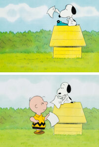 Peanuts The Charlie Brown and Snoopy Show Charlie Brown and Snoopy Production Cel Group of 2 (Bill Melendez, c. 1983-85)