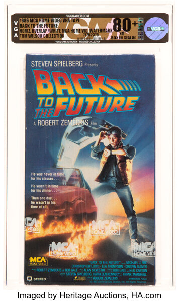 Back To The Future VHS 1986 - VGA 80+ NM, Horizontal Overlap/White MCA Home Video Watermark, MCA Home Video