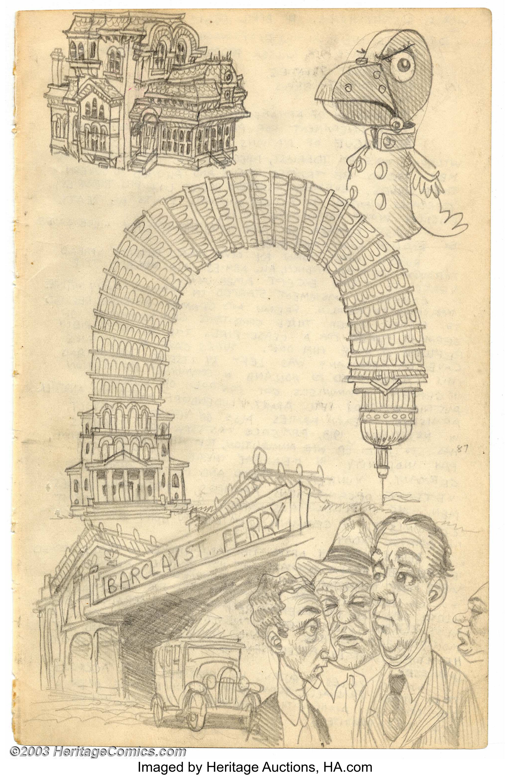Robert Crumb - Original Sketches, Barclay St. Ferry (1961). Notes | Lot ...