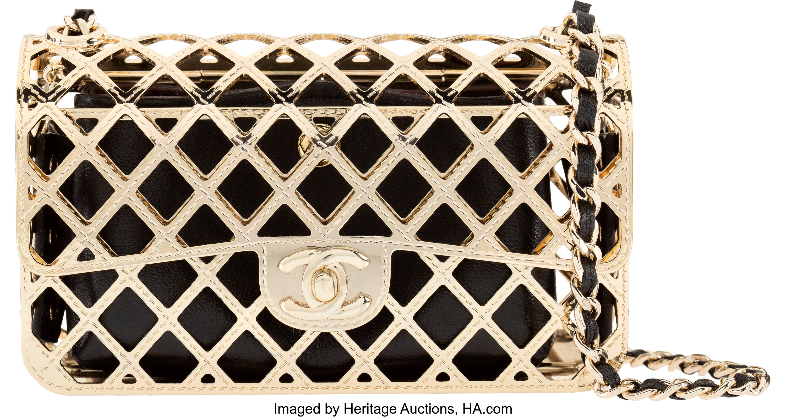 Chanel Gold-Tone Metal Mini Cage Flap Bag. Condition: 1. 5