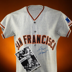 1969 Willie Mays Game Worn & Signed San Francisco Giants Jersey, MEARS A10 & Likely Photo Match