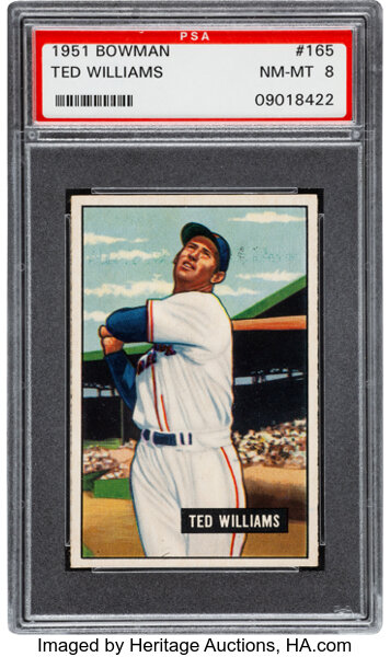 1951 Bowman Ted Williams #165 PSA NM-MT 8.... Baseball Cards | Lot