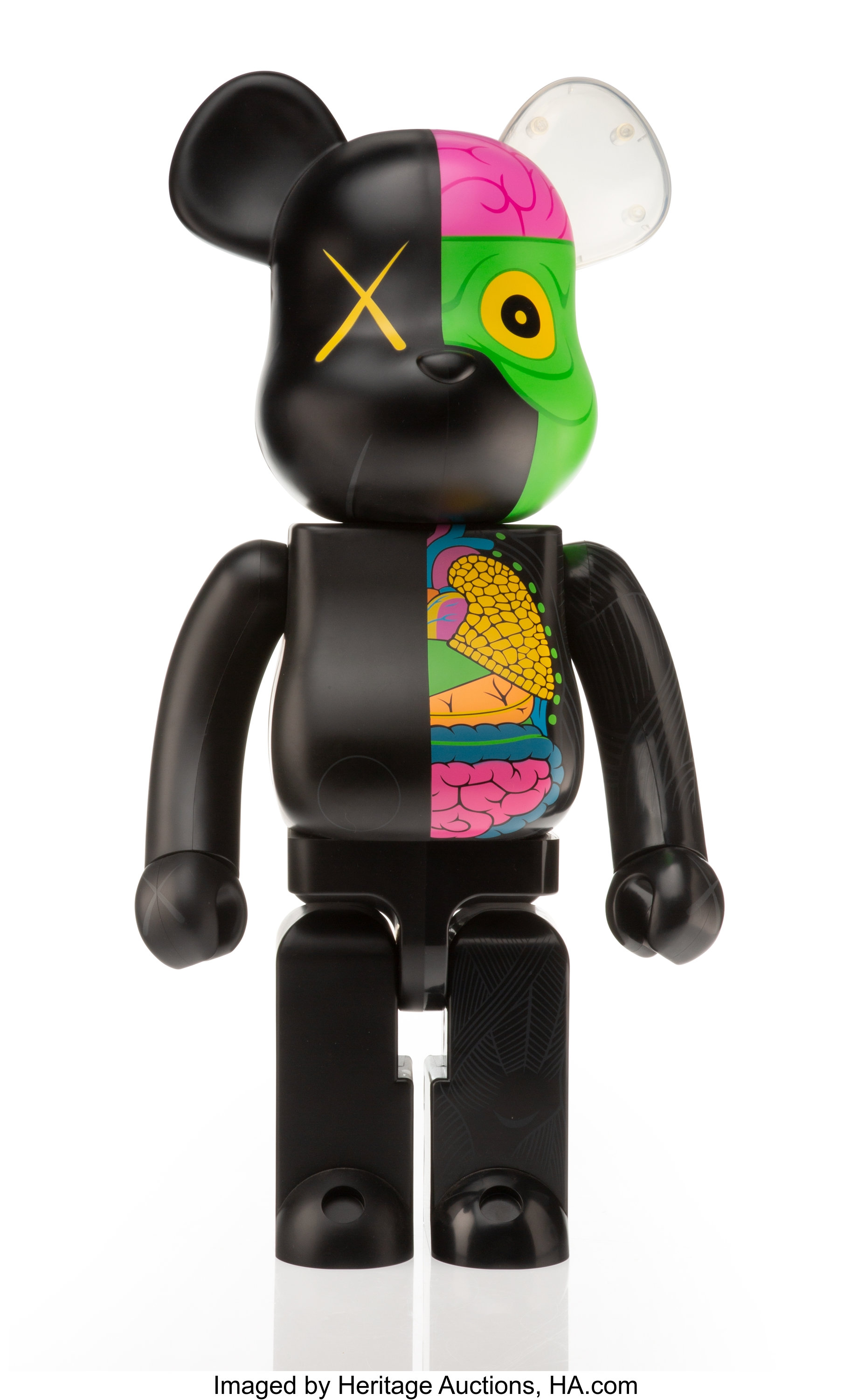 KAWS X BE@RBRICK. Dissected Companion 1000% (Black), 2010. Painted 