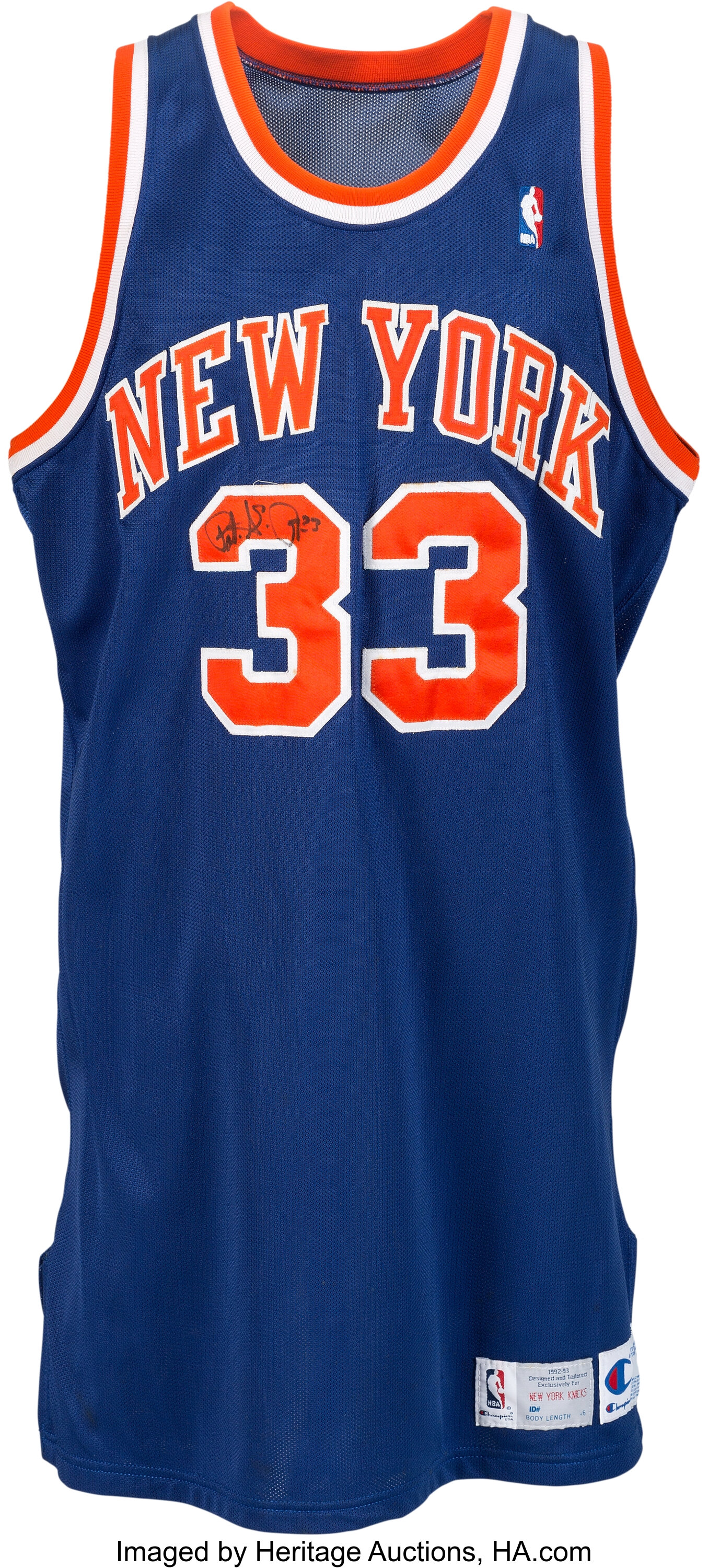 1992-93 Patrick Ewing Game Worn & Signed New York Knicks Jersey ...
