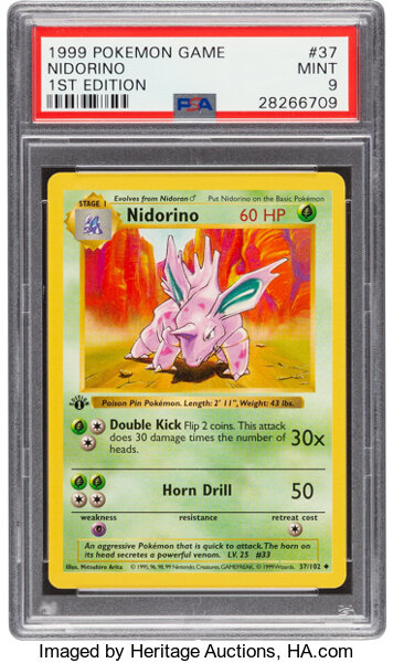 Pokémon Nidorino #37 First Edition Base Set Trading Card (Wizards