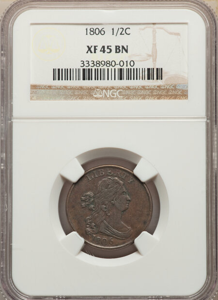 1806 1/2 C Small 6, No Stems  BN, MS 45 NGC