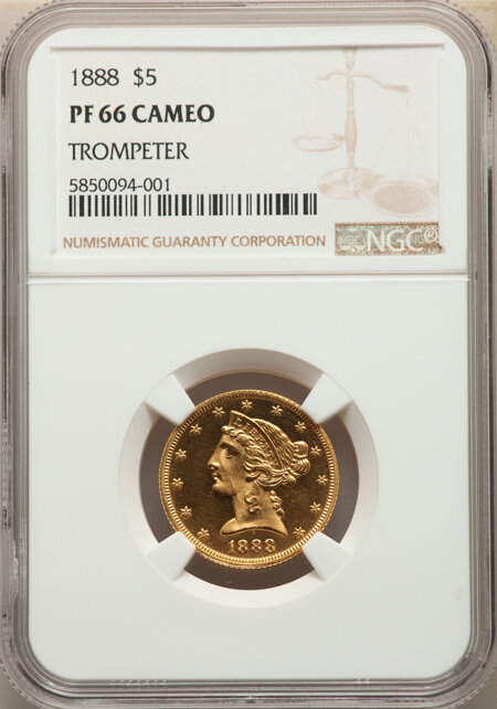 1888 $5, CA 66 NGC
