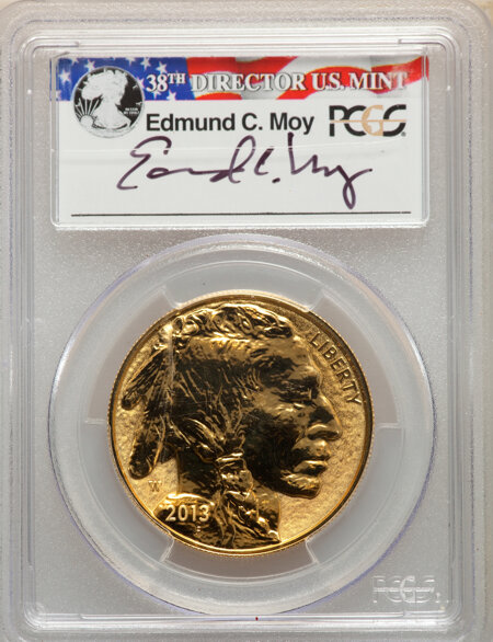 2013-W $50 One-Ounce Gold Buffalo, Reverse Proof, Moy Signature, PR 70 PCGS
