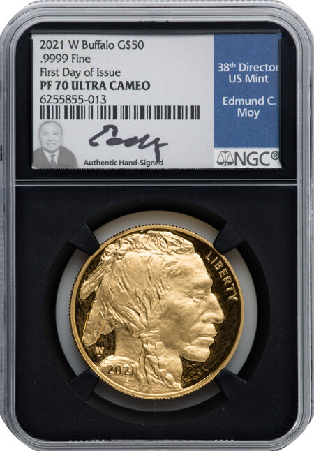 2021-W G$50 Gold Buffalo,First Day of Issue,  PR DCAM 70 NGC