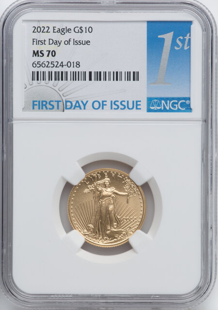 2022 $10 Quarter Ounce Gold Eagle, FDI, MS 70 NGC