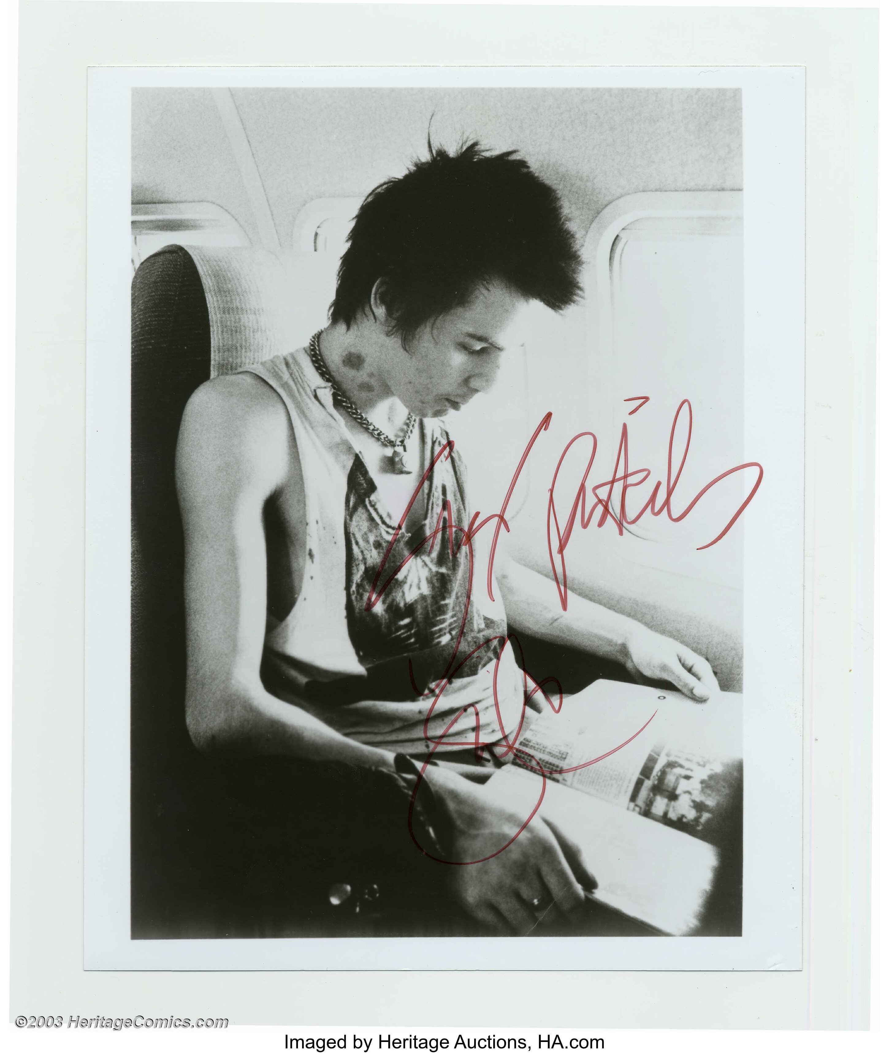 Sex Pistols - Sid Vicious Autographed 8 x 10 (undated). This is
