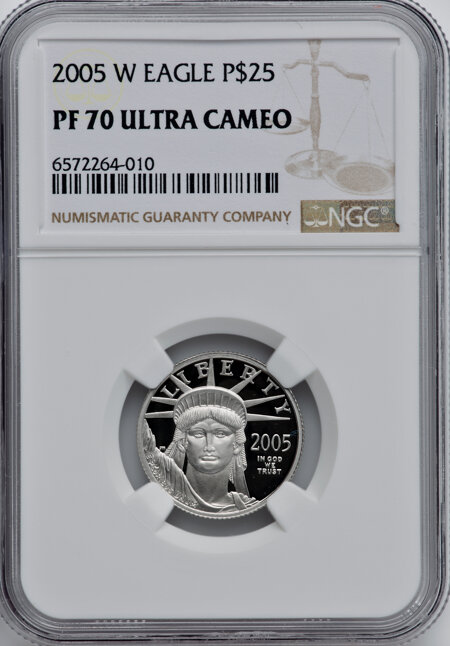 2005-W $25 Quarter-Ounce Platinum Eagle, Statue of Liberty, PR, DC 70 NGC