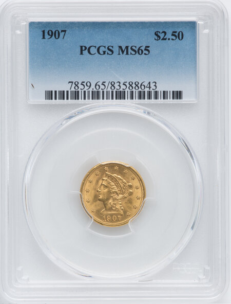 1907 $2 1/2 65 PCGS