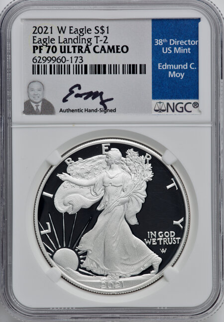 2021-W S$1 Silver Eagle, Type Two, PRDC 70 NGC