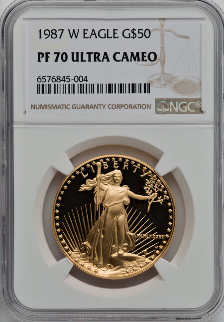 1987-W $50 One-Ounce Gold Eagle, PR, DC 70 NGC