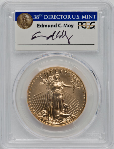 2019-W $50 Gold Eagle, Burnished, First Day of Issue, Washington DC, Moy, SP 70 PCGS