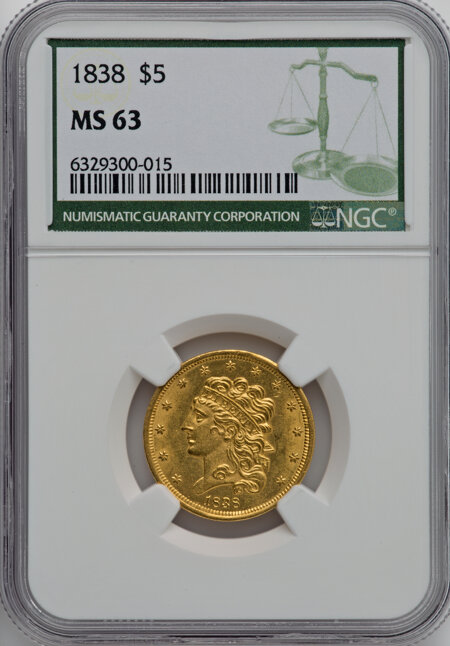 1838 $5 63 NGC