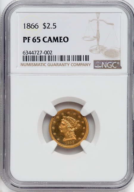 1866 $2 1/2, CA 65 NGC