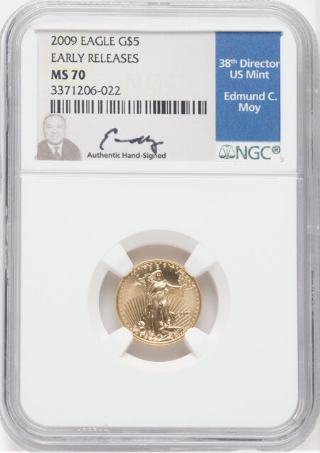 2009 $5 Tenth-Ounce Gold Eagle, First Strike, MS 70 NGC