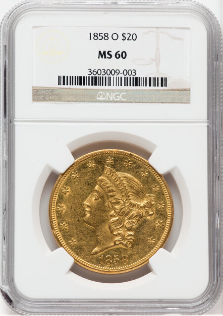 1858-O $20 60 NGC