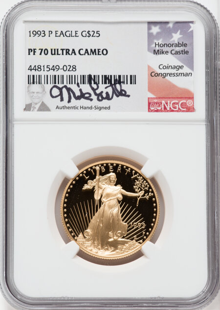 1993-P $25 Half-Ounce Gold Eagle, DC 70 NGC