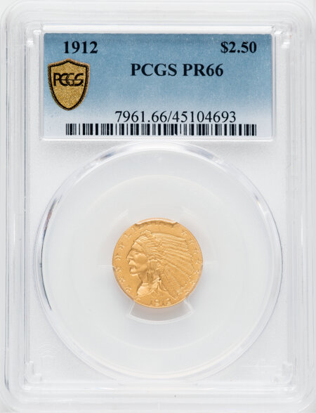 1912 $2 1/2 PCGS Secure 66 PCGS