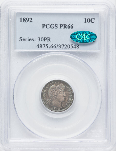 1892 10C CAC 66 PCGS