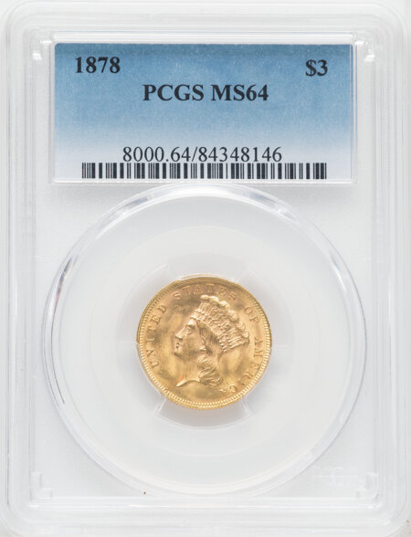 1878 $3 64 PCGS